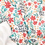 Floral blanket with Bible verse