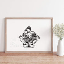 Father and child sketch art print