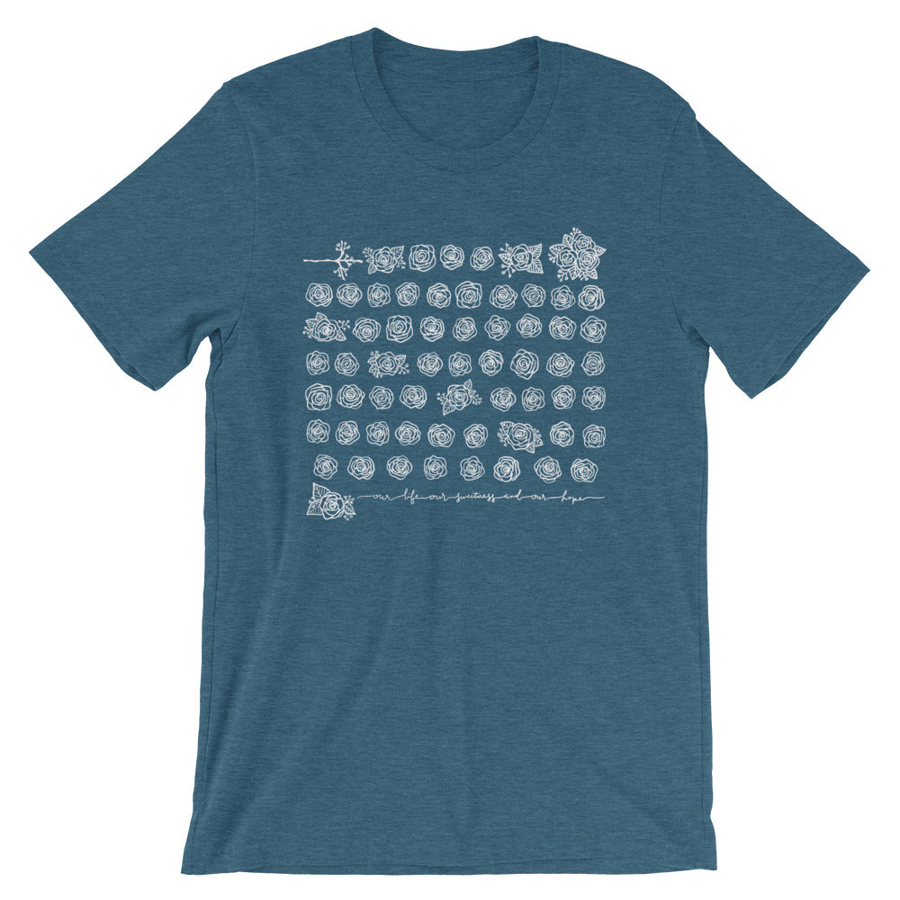 Mockup tee shirt with white floral design