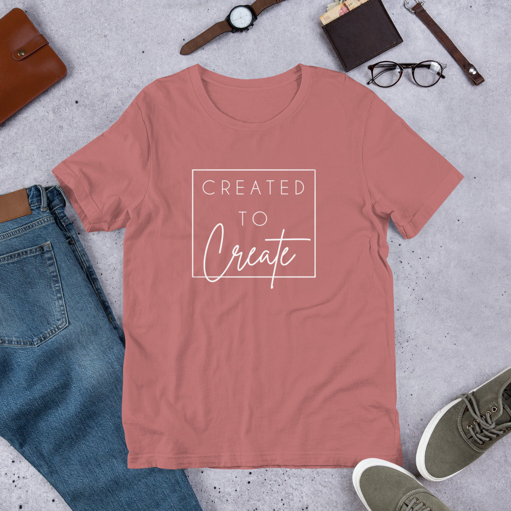 Created to Create Short-Sleeve Unisex T-Shirt, Maker Shirt, Crafting Shirt Mauve / L