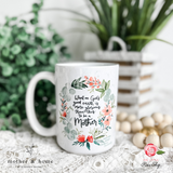 Mother & Home mug with floral wreath and quote