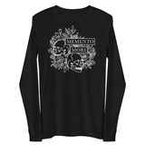 Black heather unisex long sleeve tee with Memento Mori design